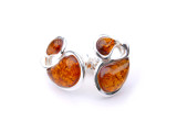 Abstract cognac Baltic amber stud earrings