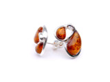 Abstract cognac Baltic amber stud earrings