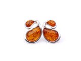 Abstract cognac Baltic amber stud earrings
