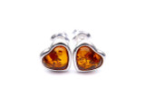 Kids and Adults Baltic amber heart earrings mounted in sterling silver