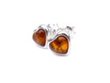 Kids and Adults Baltic amber heart earrings mounted in sterling silver