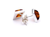 Baltic amber square stud earrings in sterling silver