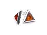 Baltic amber triangle earrings mounted in sterling silver