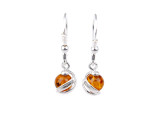 Baltic amber spheres dangle earrings in sterling silver