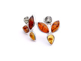 Baltic amber flower stud earrings in sterling silver