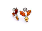 Baltic amber flower stud earrings in sterling silver