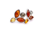 Baltic amber flower stud earrings in sterling silver