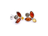 Baltic amber flower stud earrings in sterling silver