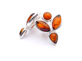 Baltic amber flower stud earrings in sterling silver - cognac