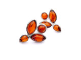 Baltic amber flower stud earrings in sterling silver - cognac