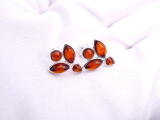 Baltic amber flower stud earrings in sterling silver - cognac