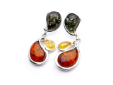 Abstract multicolor Baltic amber dangle earrings