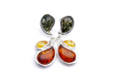 Abstract multicolor Baltic amber dangle earrings