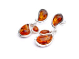 Abstract cognac Baltic amber dangle earrings