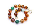Amber teething bracelet or anklet for babies with jade beads 