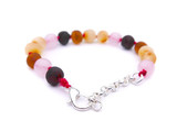 Raw amber and pink quartz handmade teething anklet adjustable eco jewellery certified Baltic amber 