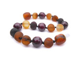 Certified raw Baltic amber and garnet gem teething bracelet eco-friendly unpolished amber jewellery for everyday wear