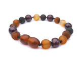 Authentic Baltic amber teething jewellery for children handmade bracelet or anklet with raw amber and natural garnet beads