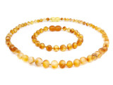 warm honey raw baltic amber jewellery set with baroque beads necklace and matching anklet