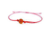 Red String Wristband with Cognac Polished Baltic Amber Bead for Spiritual Protection