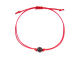 Red String Kabbalah Bracelet with Dark Cherry Polished Amber Bead for Protection