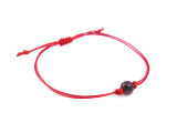 Red string amber bracelet for kids with dark cherry bead