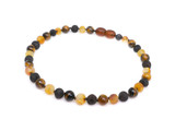 Adult amber anklet with Tiger Eye beads