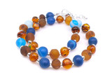 Anklet Bracelet – amber anklet for adults with matte blue agate and raw amber beads, organic and bio ankle anklet for everyday wellness