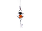 Baltic amber key pendant in sterling silver 