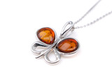 Baltic amber butterfly pendant in sterling silver