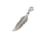 Silver Feather Charm Pendant for Baltic Amber Jewellery – Elegant silver-tone feather pendant with lobster clasp, designed to personalise adult & kids Baltic amber bracelets, necklaces and anklets