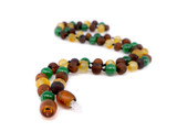 Handmade Baltic amber necklace with jade gemstone for men and women