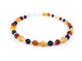 Handmade Adjustable Baltic Amber and Blue Sandstone Bracelet for Adults
