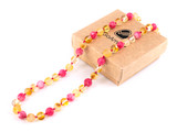 Rose pink amber teething necklace