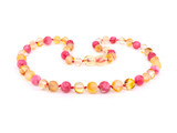 Rose pink jade amber teething necklace