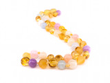 Amber teething necklace with chalcedony beads