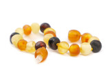 Raw amber teething bracelet for children with multicoloured unpolished beads eco-friendly handmade Baltic jewellery