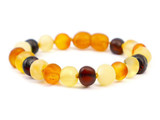 Raw unpolished amber teething bracelet or anklet for baby, infant or toddler