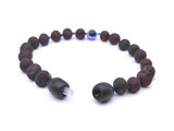 Baltic Amber Bracelet for kids with raw unpolished beads with evil eye protection