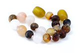 Amber teething bracelet or anklet for kids handmade from raw unpolished Baltic amber and genuine pink aventurine stones