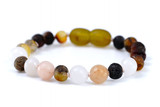 Amber Teething Bracelet / Anklet Raw Unpolished Beads with Pink Aventurine