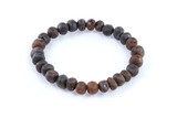 Eco-friendly children’s stretch amber teething anklet made from raw dark cherry Baltic amber beads, polished for comfort and natural beauty 