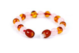 Authentic baltic amber and rose quartz anklet for children featuring hand-knotted polished beads and secure clasp 
