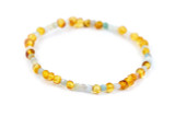 Handcrafted adult amber bracelet with bio natural Baltic amber and morganite healing gemstones