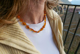Amber necklace for women cognac