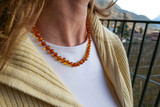 Amber necklace for women and men cognac rounded baroque beads