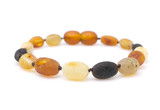 Raw Multicolour Baltic Amber Teething Bracelet / Anklet for Children with Natural Olive-Shaped Beads