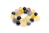 Natural Multicolour Baltic Amber Teething Bracelet / Anklet for Kids Featuring Honey, Cognac, Lemon and Cherry Amber with Amazonite