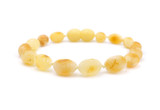 Raw White Butterscotch Baltic Amber Teething Bracelet / Anklet for Babies with Natural Unpolished Olive-Shaped Beads