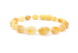 Genuine White Butterscotch Baltic Amber Teething Style Anklet / Bracelet for Babies with Individually Knotted Beads and Plastic Screw Clasp